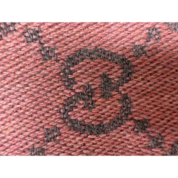 Gucci Pink & Gray Wool GG Monogram Scarf With Fringe Edges - Picture 6 of 6